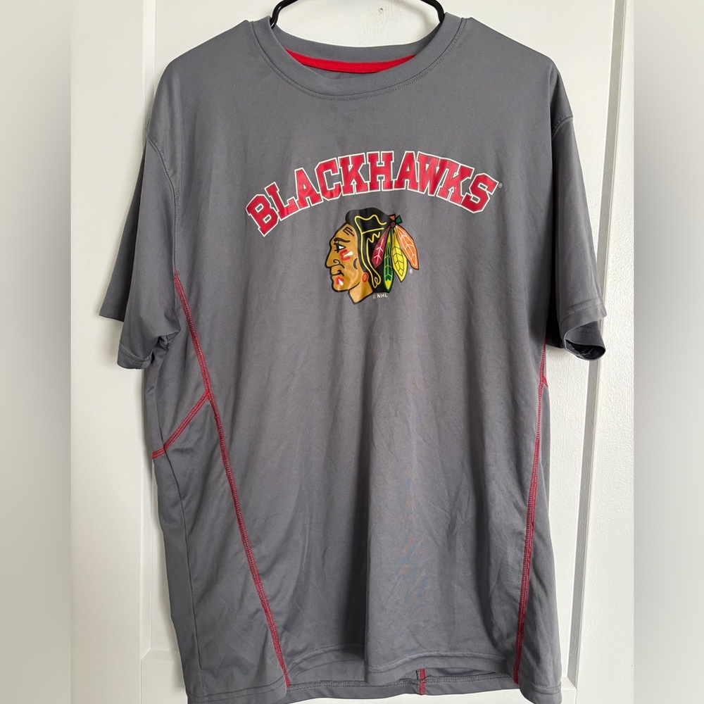 NHL Blackhawks Gray and Red Tee